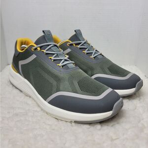 Peter Millar Camberfly Mens Golf Shoes Size 12.5 Gray Green Yellow Slip On